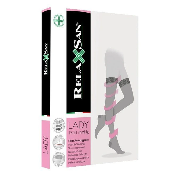 Чулки на резинке RelaxSanStay Up 140 DEN, размер 4, 18-22 mmHg, телесные