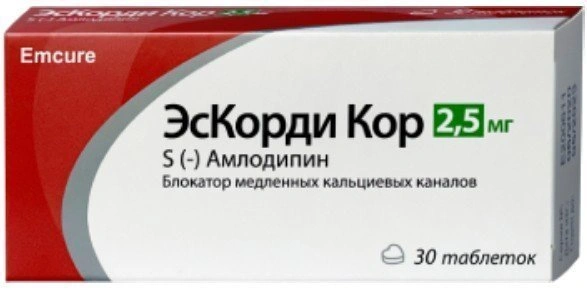 Эскорди кор таблетки 2,5 мг №30 (Индия)