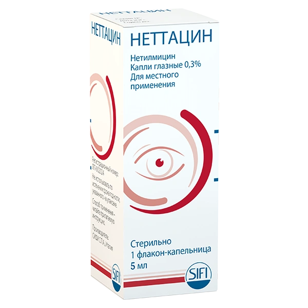Неттацин капли глазные 0.3% 5 мл (Италия)
