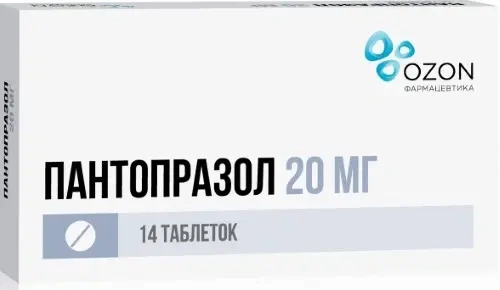 Пантопразол таблетки кишечнорастворимые, покрытые оболочкой 20 мг №14 Озон (Россия)