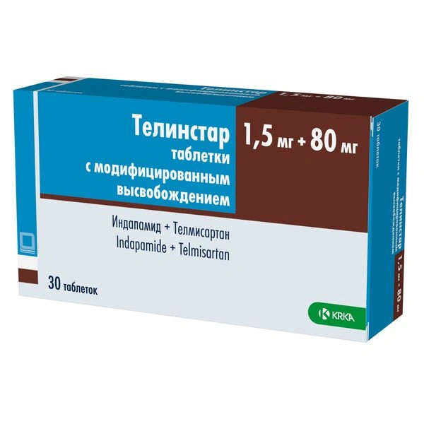 Телинстар таблетки с модифицированным высвобождением 1,5 мг + 80 мг №30 (Словения)