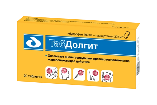 ТабДолгит таблетки, покрытые пленочной оболочкой 400 мг + 325 мг №20 (Россия)